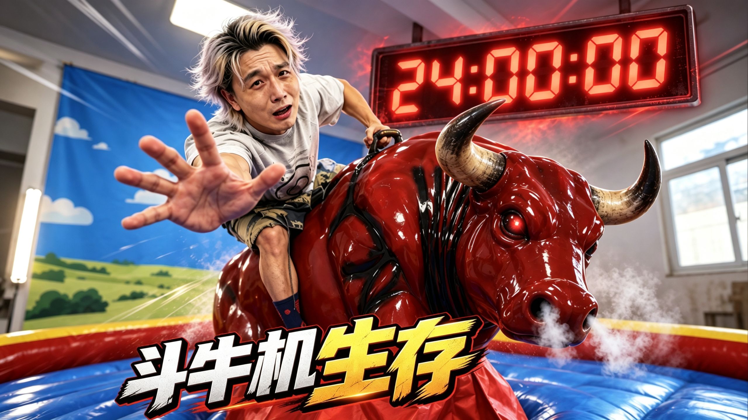 挑战在斗牛机上生存24小时！