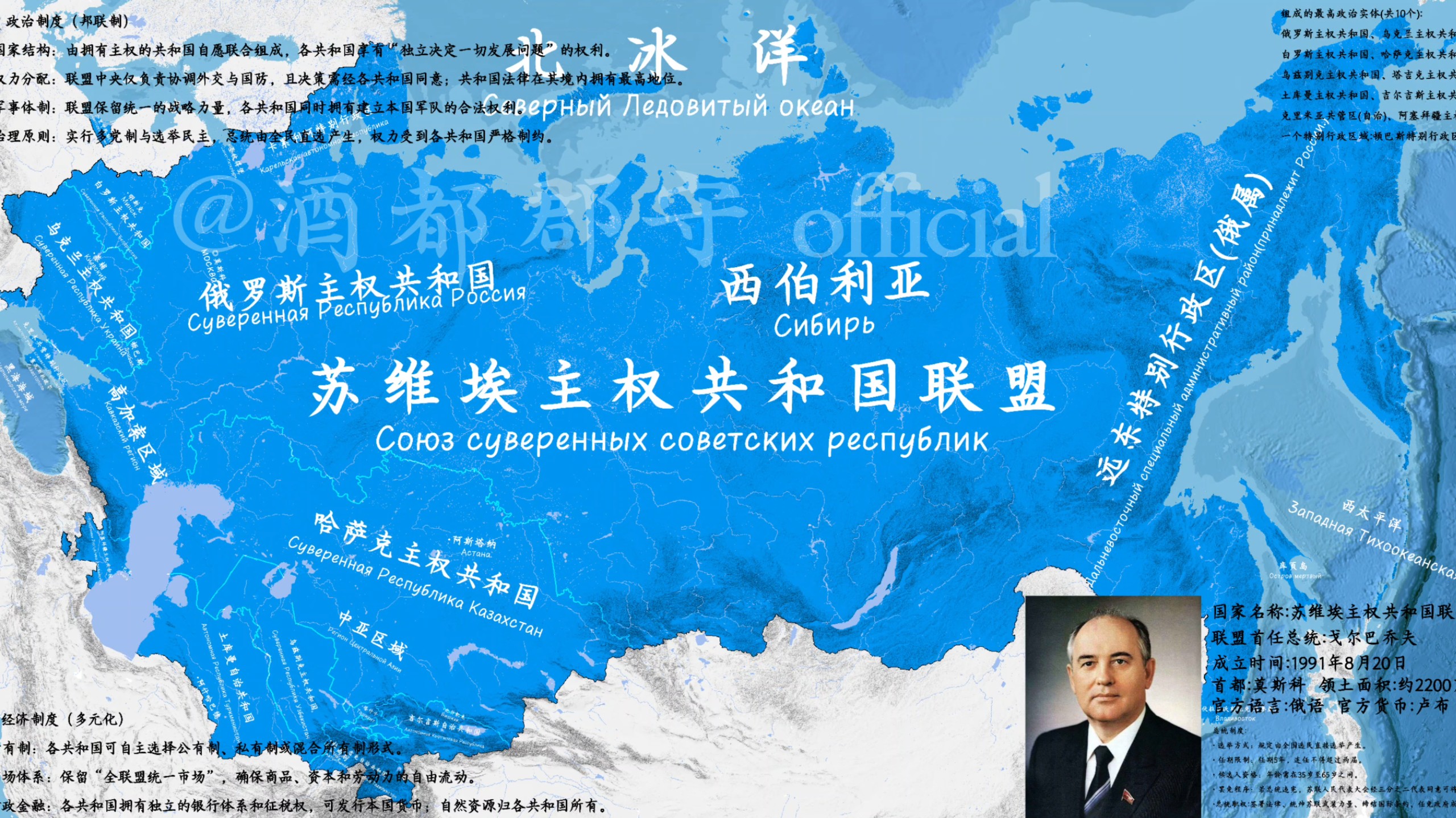 假如新联盟条约成功，屹立于欧亚的新苏联(苏维埃主权共和国联盟)