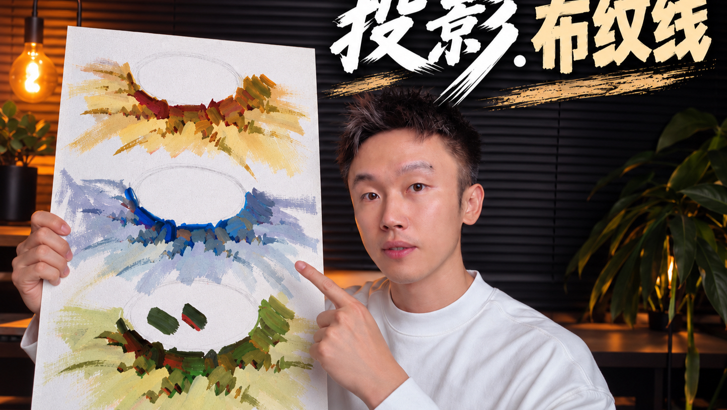 色彩衬布投影和布纹线的画法