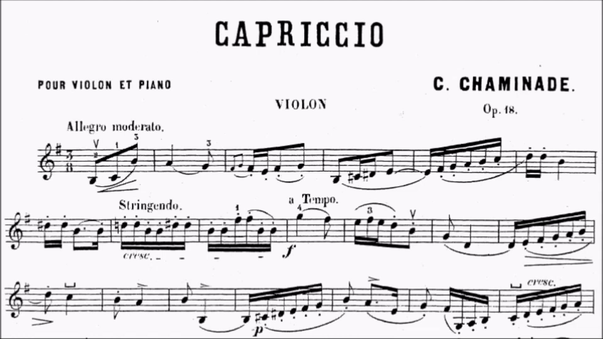 ABRSM Violin 2020-2023 Grade 8 C1 Chaminade Capriccio Op.18 Sheet Music