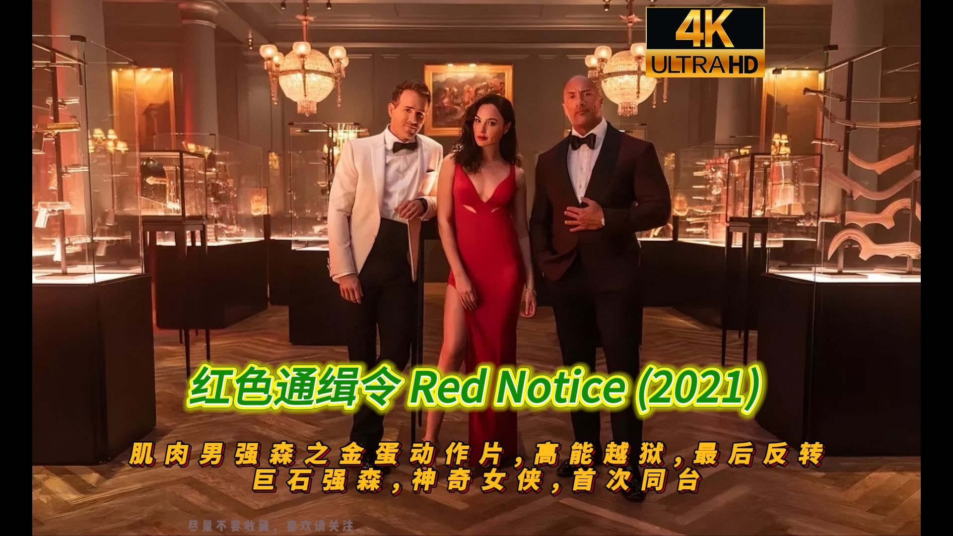 美剧《红色通缉令 Red Notice》 (2021）悬疑影片，巨石强森神奇女侠首次同台，看肌肉男强森之金蛋动作片,高能越狱,最后直线反转⚠️【4K蓝光】