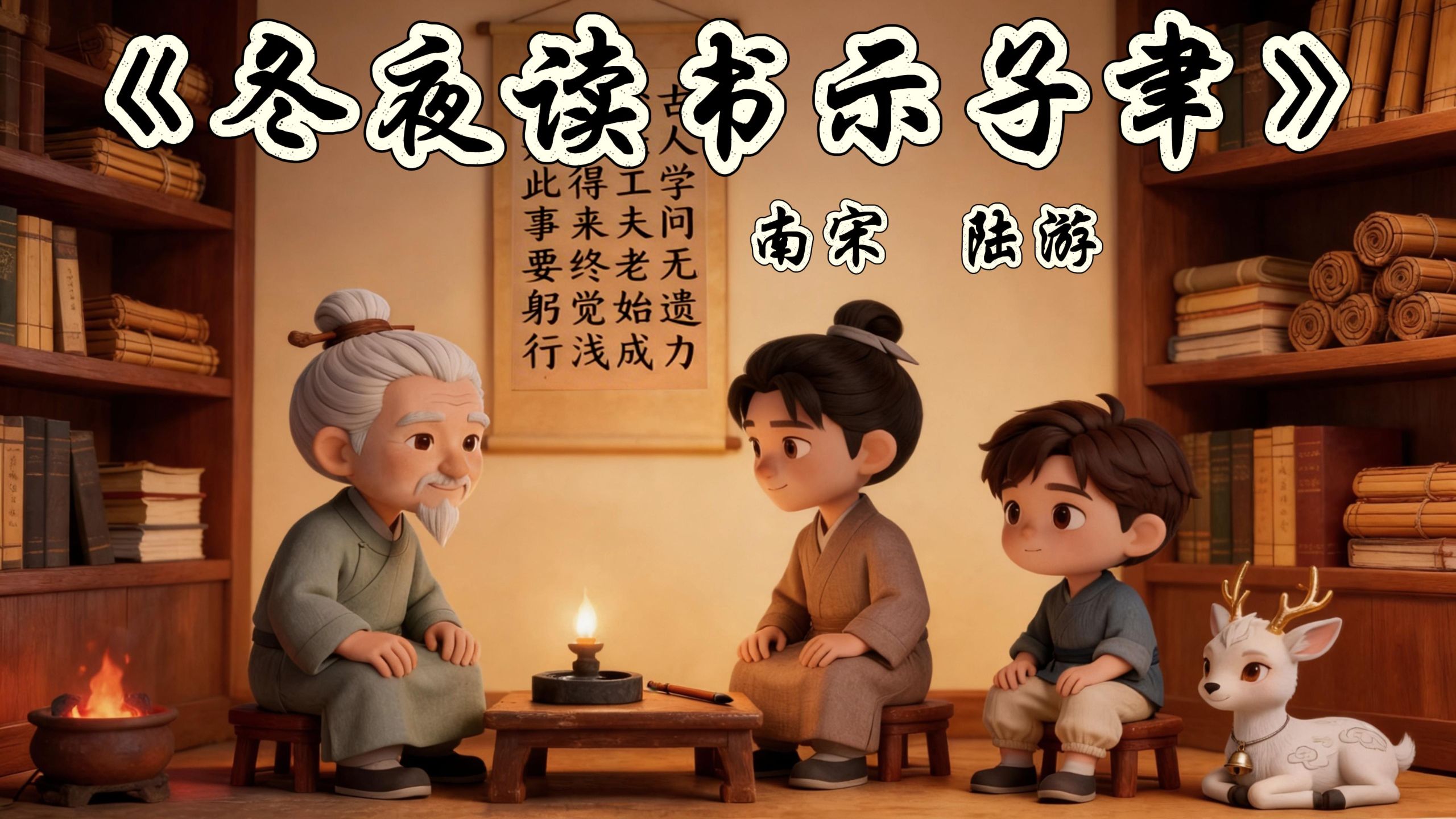 第29集：原创古诗动画片《冬夜读书示子聿》纸上得来终觉浅，绝知此事要躬行。
