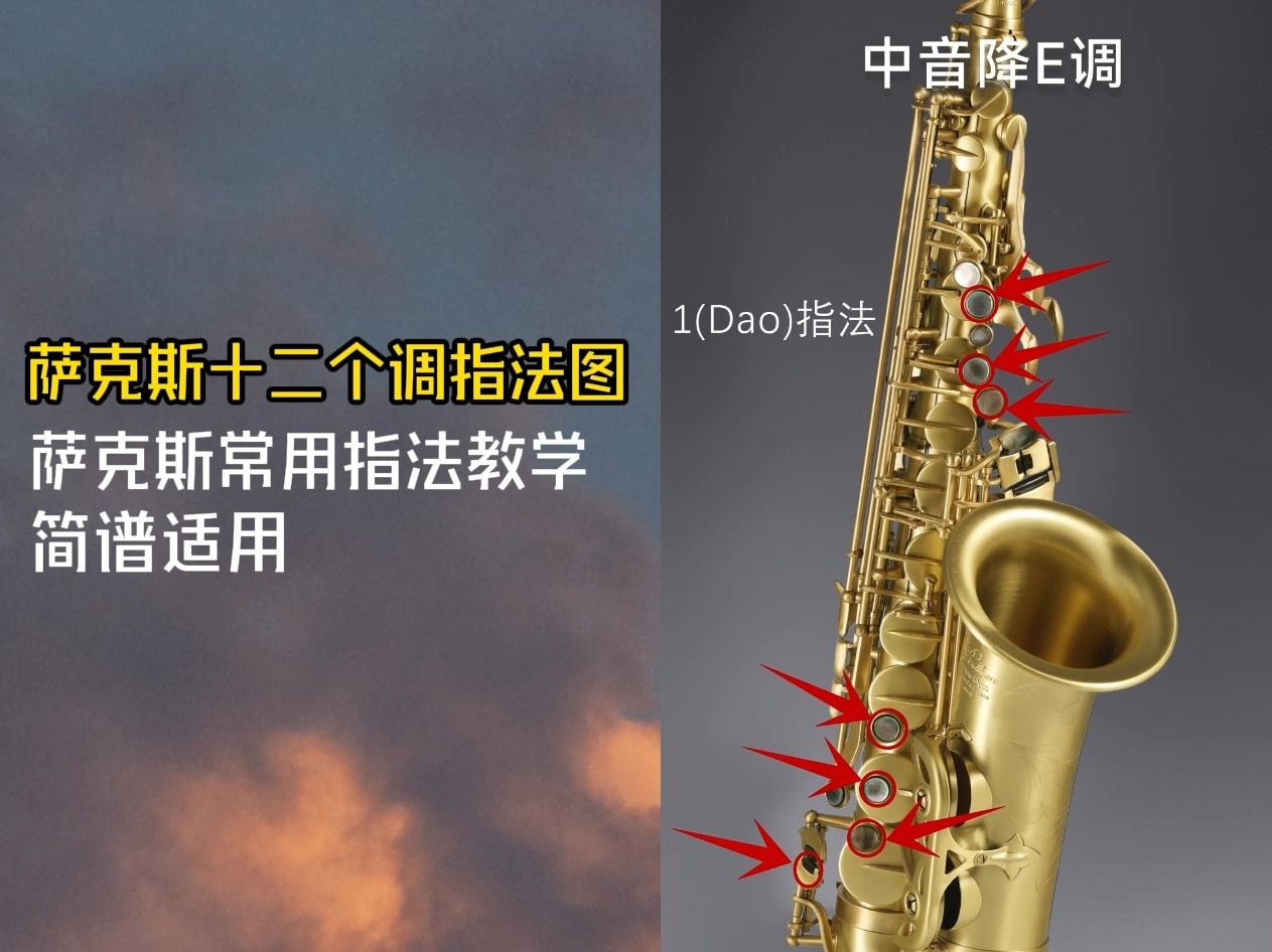 萨克斯十二个调指法图