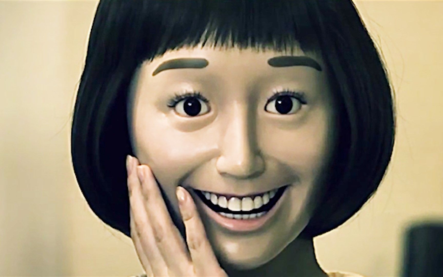 女孩为了迎合他人每天微笑，导致脸变成塑料面具，《态度娃娃》