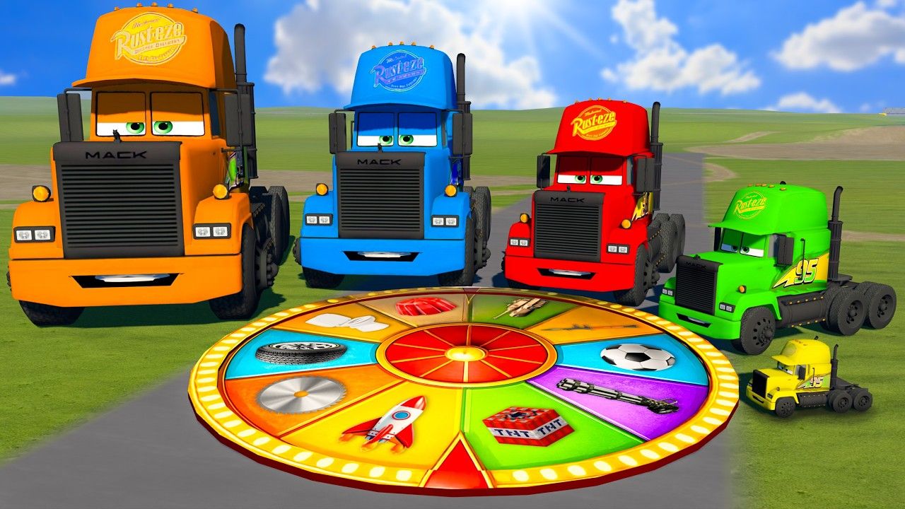 3D玩具车动画启蒙 | Big &amp; Small Mack Truck vs Random