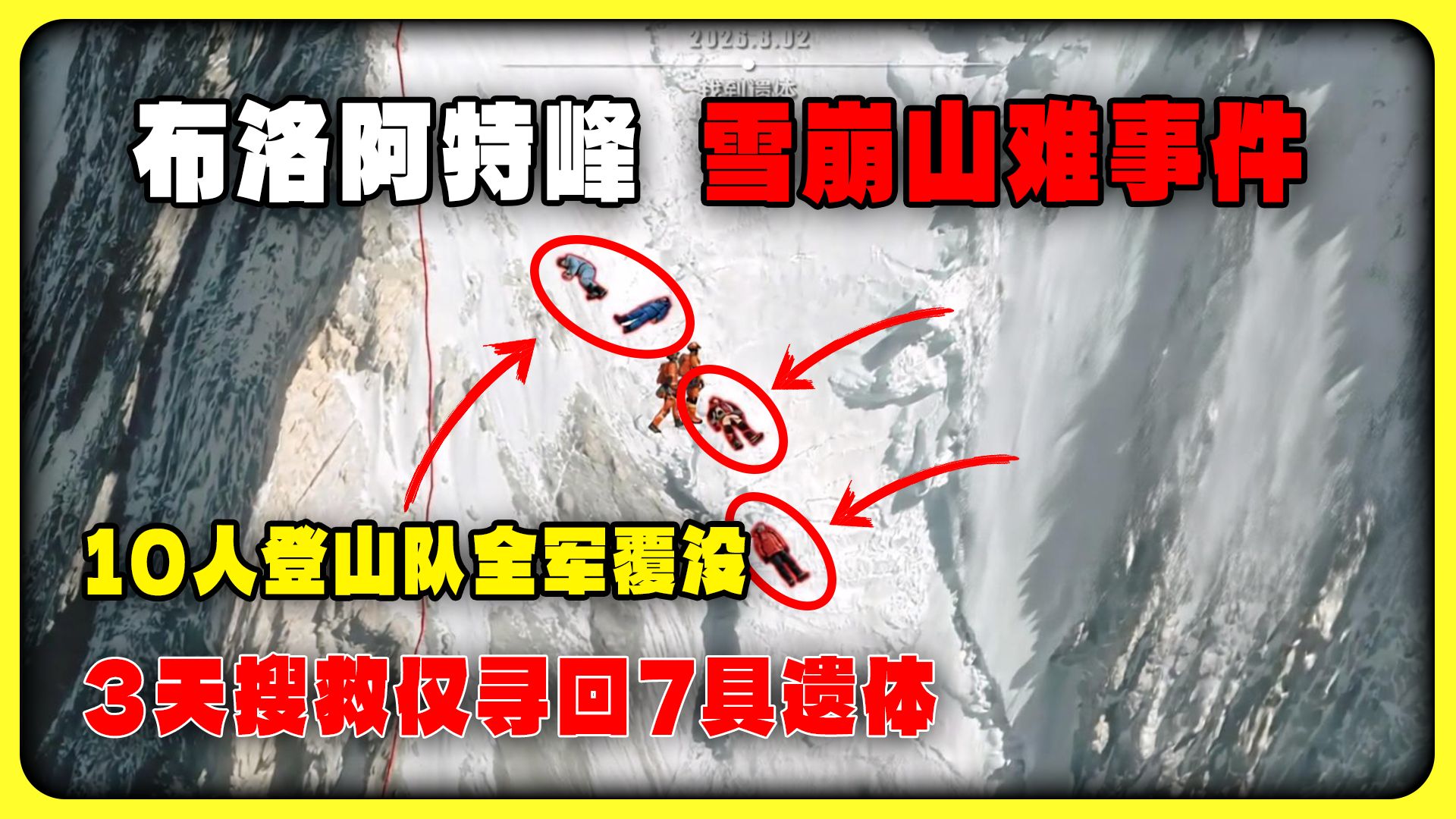 2026年布洛阿特峰雪崩山难：10人登山队全军覆没，3天搜救寻回7具遗体