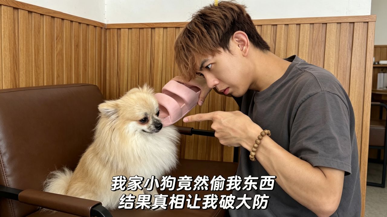 我家小狗偷我东西，最后让我破大防😭 #博美 #狗子