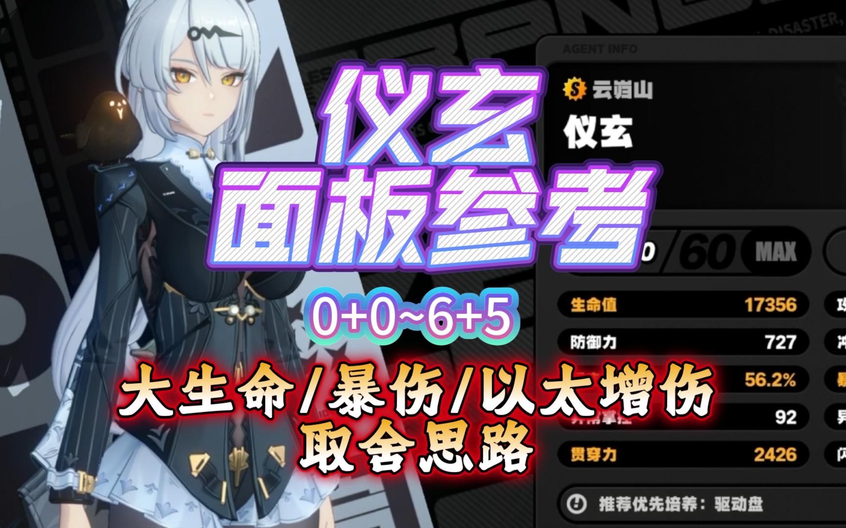 00到65的仪玄合格/毕业面板参考！大生命和暴伤/增伤之间取舍思路分享，贯穿力多少合适？一个视频教会你仪玄配装