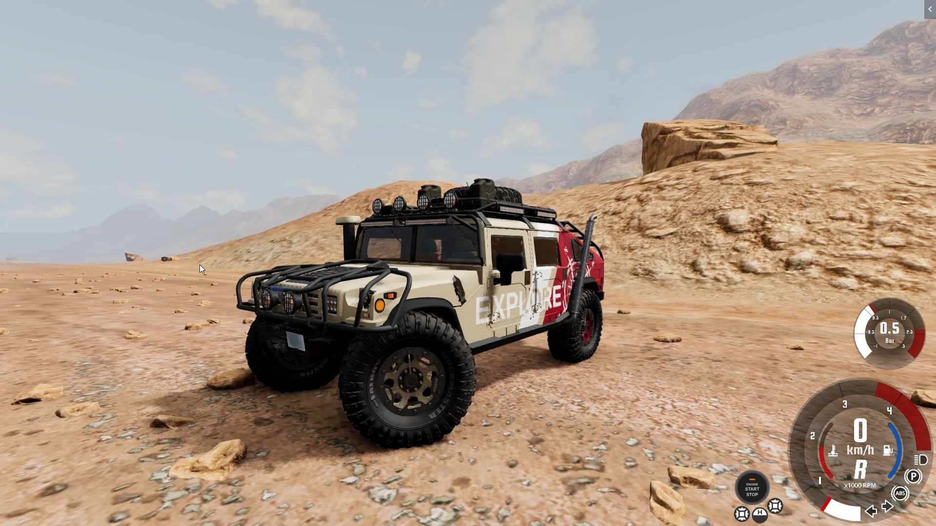 BeamNG悍马跑the long desert road漫长沙漠