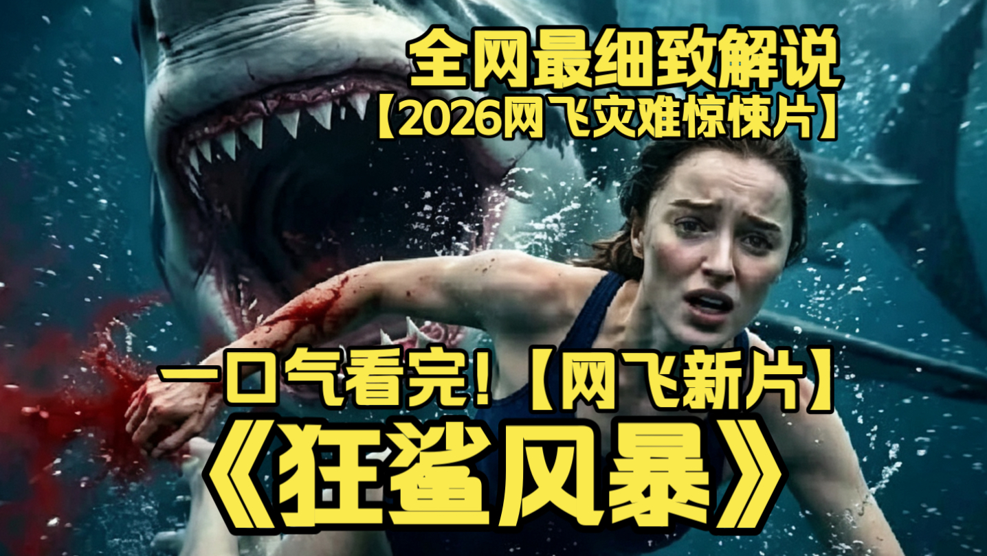 一口气看完4K画质神作《狂鲨风暴》五级飓风淹没海滨小镇，嗜血鲨鱼随洪水涌入街巷，被困幸存者绝境求生，洪水与巨兽双重夺命，上演惊心动魄的洪城鲨口逃亡。