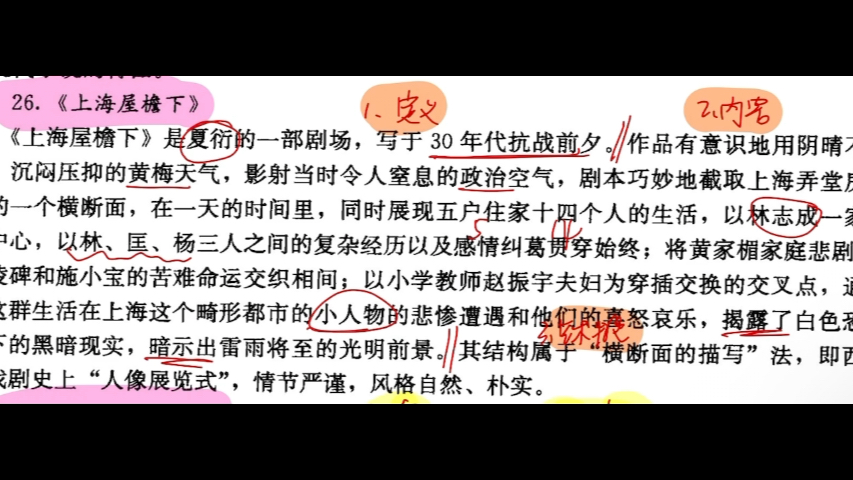 上海屋檐下（名词解释），同步掌握夏衍和市民戏剧