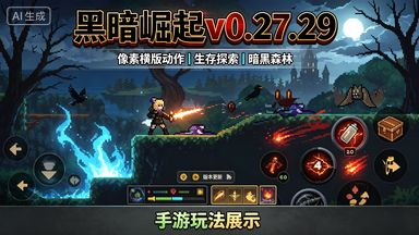 【手游推荐】黑暗崛起v0.27.29，中文菜单版+最新版一款经典的硬核游戏;2D像素暗黑风的动作冒险游戏!