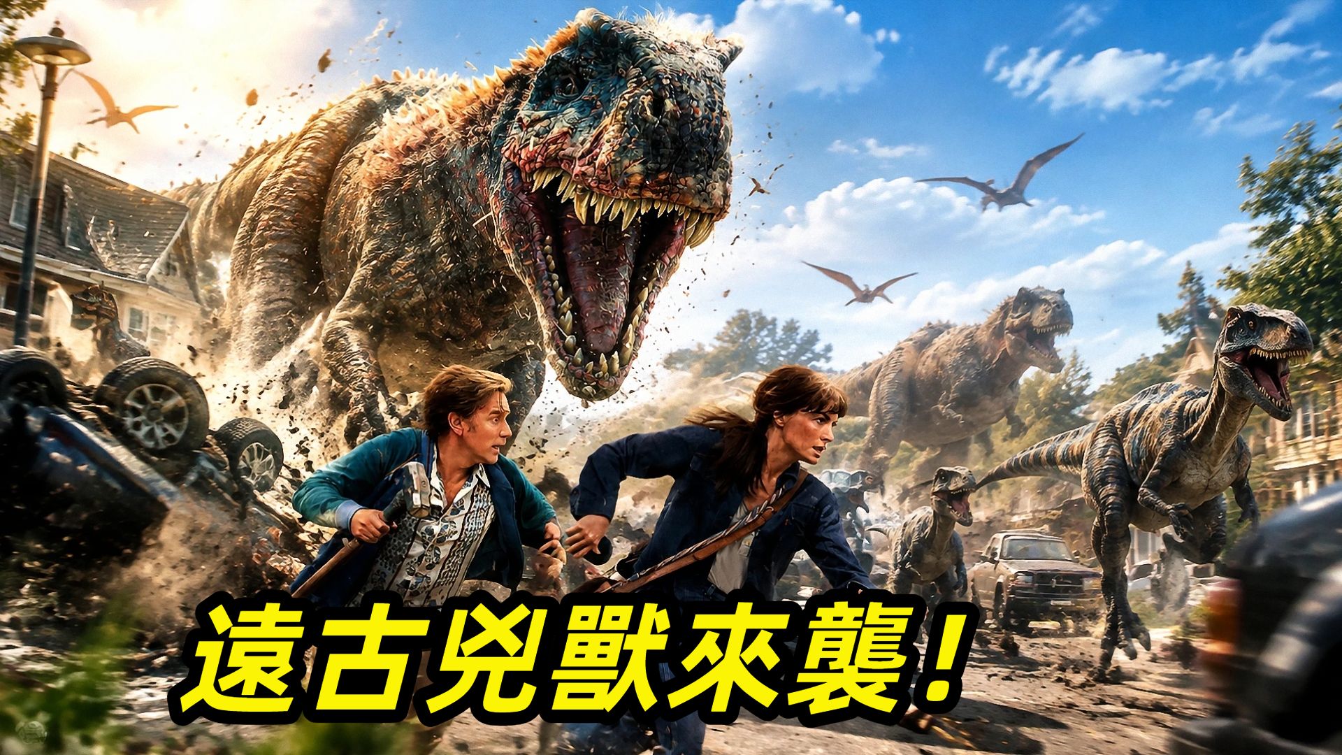 【阿奇】整个小镇穿越到史前时代，幸存居民十不存一/2026年怪兽惊悚《逃出绝命街》