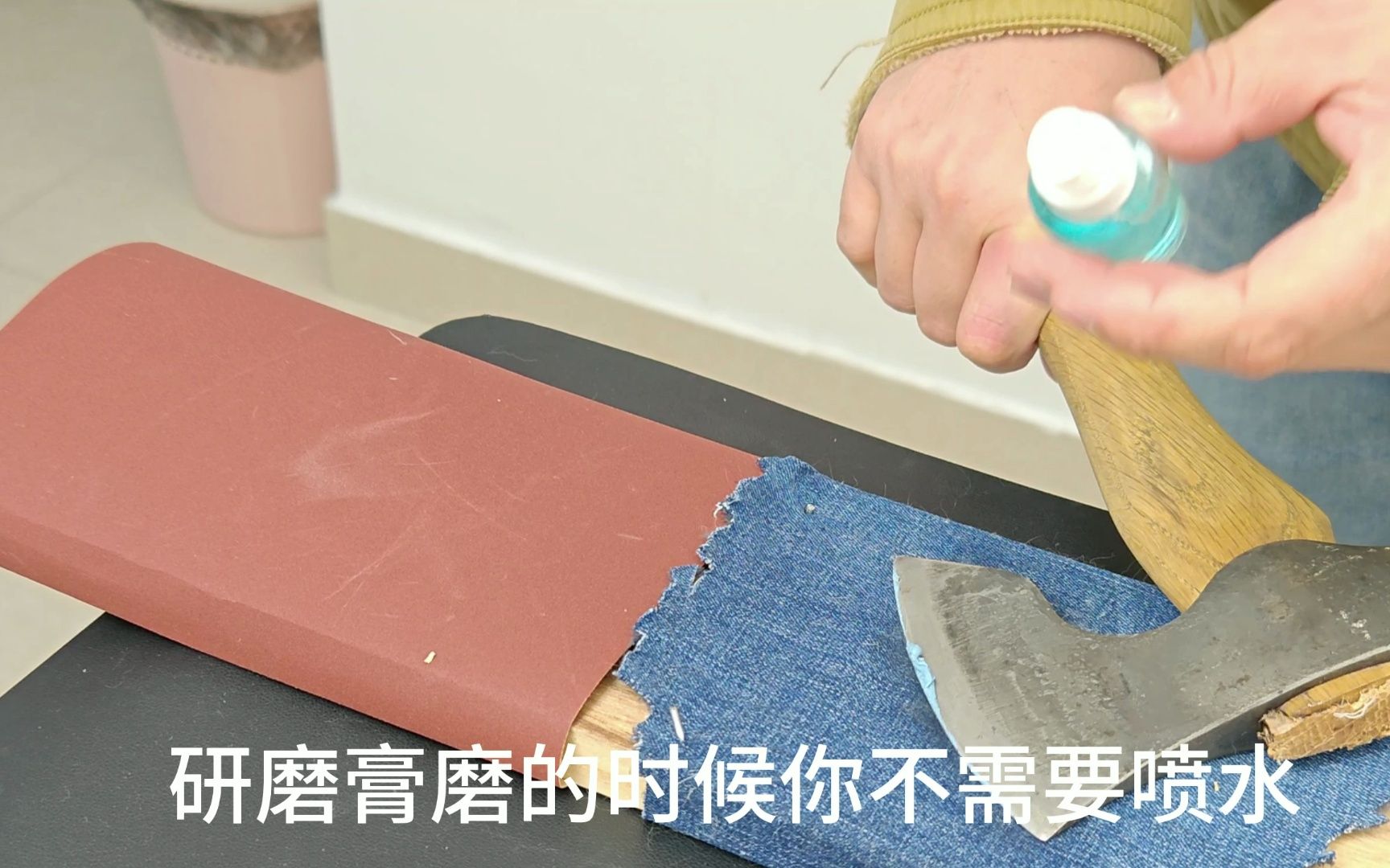 磨斧头蛤刃斧头怎么磨？丁俊良DJUNLIANG手工锻打斧头抛光开刃磨出割纸锋利度