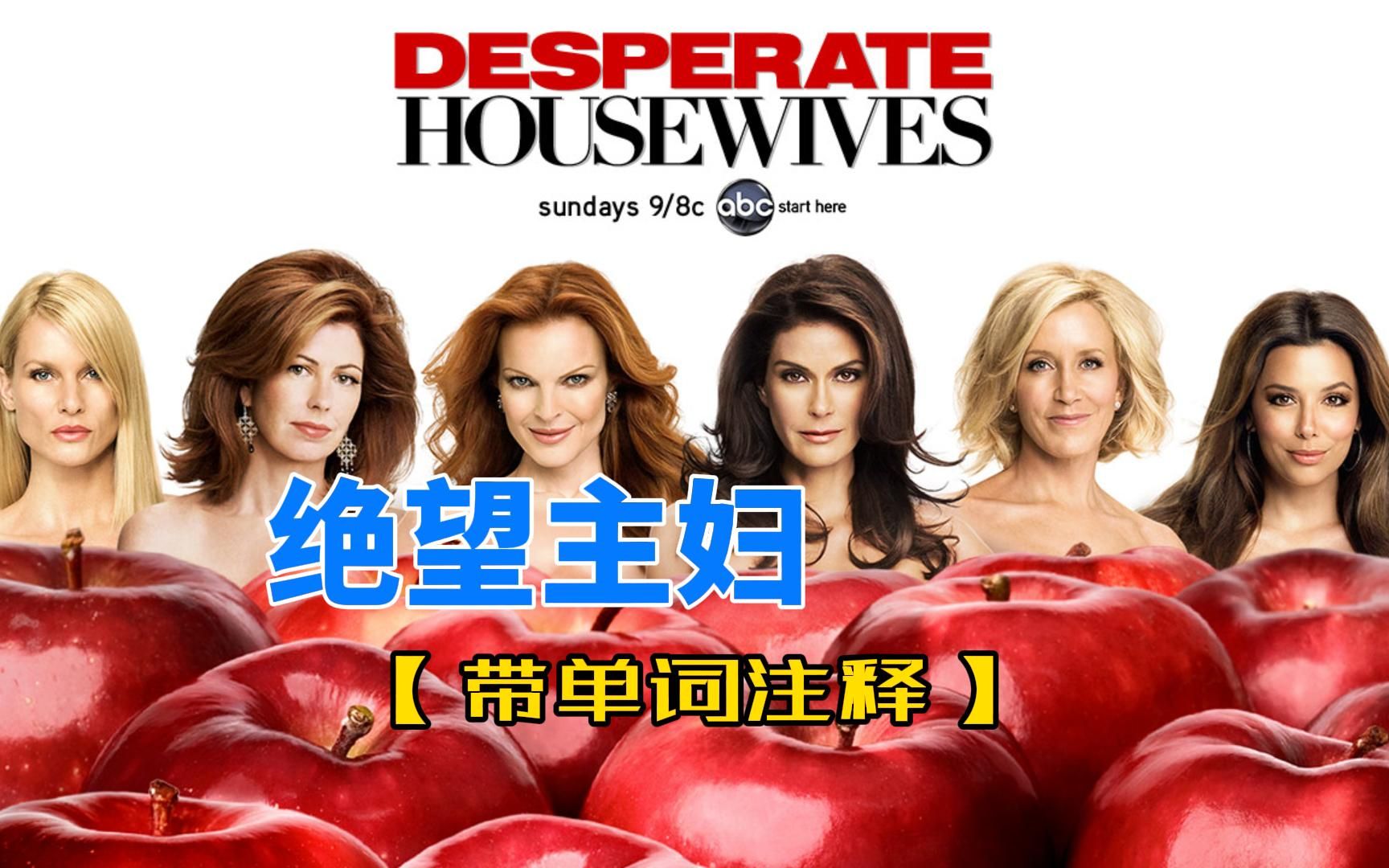 【看美剧学英语】绝望主妇第1季23集全,带单词注释,1-8季全套视频+剧本PDF+学习笔记+音频,最适合学英语的美剧持续更新