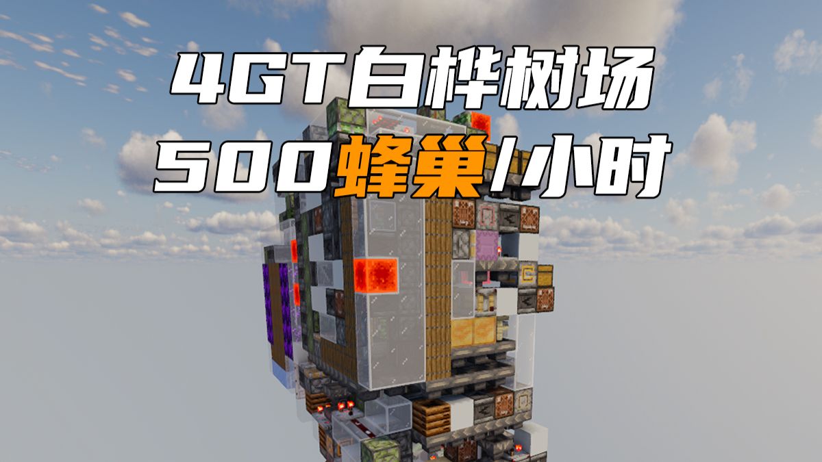 【我的世界】4GT白桦蜂巢树场，白桦木6W每小时。