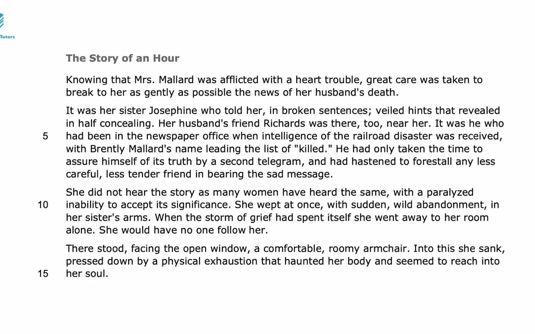 【文学】《一小时的故事》文本精读 The Story Of An Hour by Kate Chopin