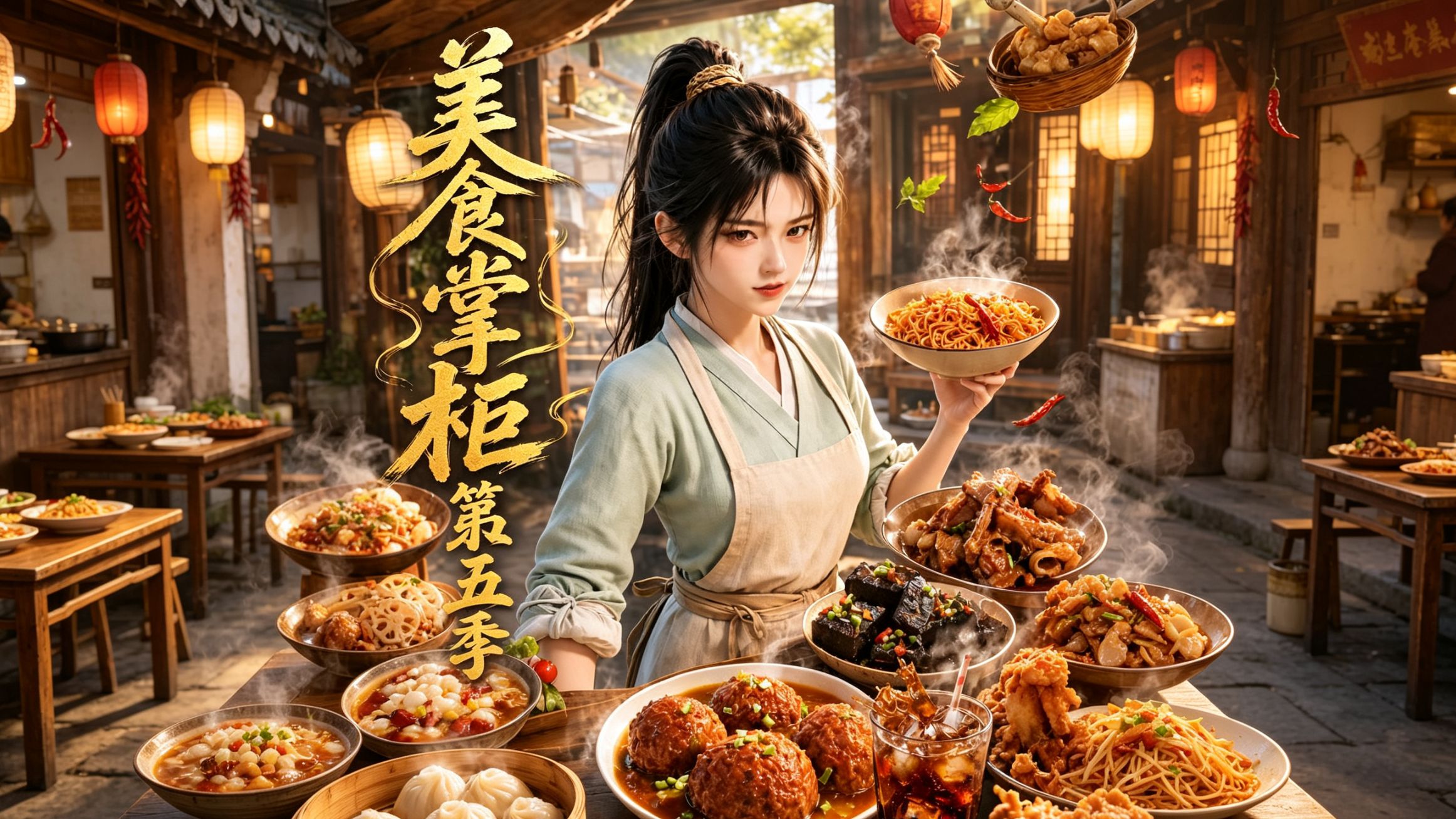【一口气看完】美食掌柜第五季前世深耕厨艺的沈清意外穿越古代，绑定美食经营系统，在平安县早市摆摊售卖独家脆皮炸鸡，起初因定价遭人质疑，独特香气却吸引大批食客