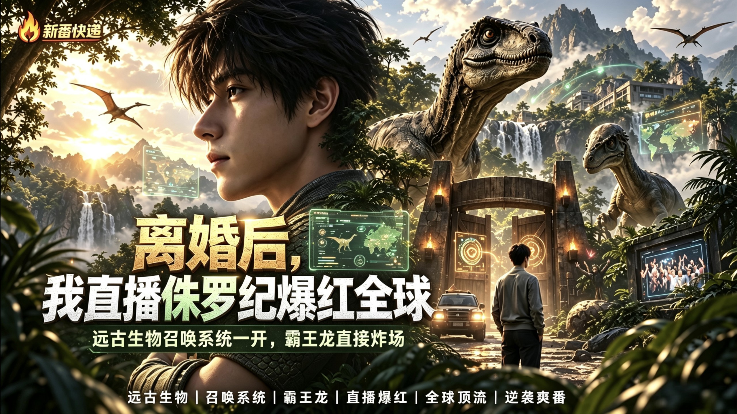 一口气爽看，新番〖离婚后：我直播侏罗纪爆火全球〗