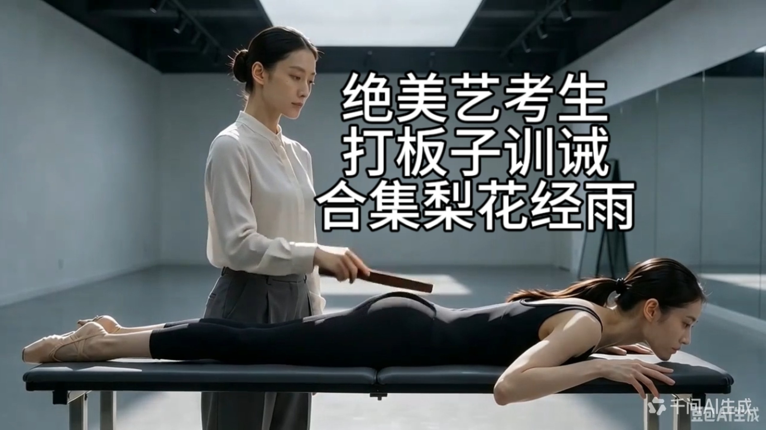 AI电影质感｜美貌艺考生｜形体室打板子训诫，气质模特心神涣散受惩戒，破碎感拉满【梨花经雨】合集收录