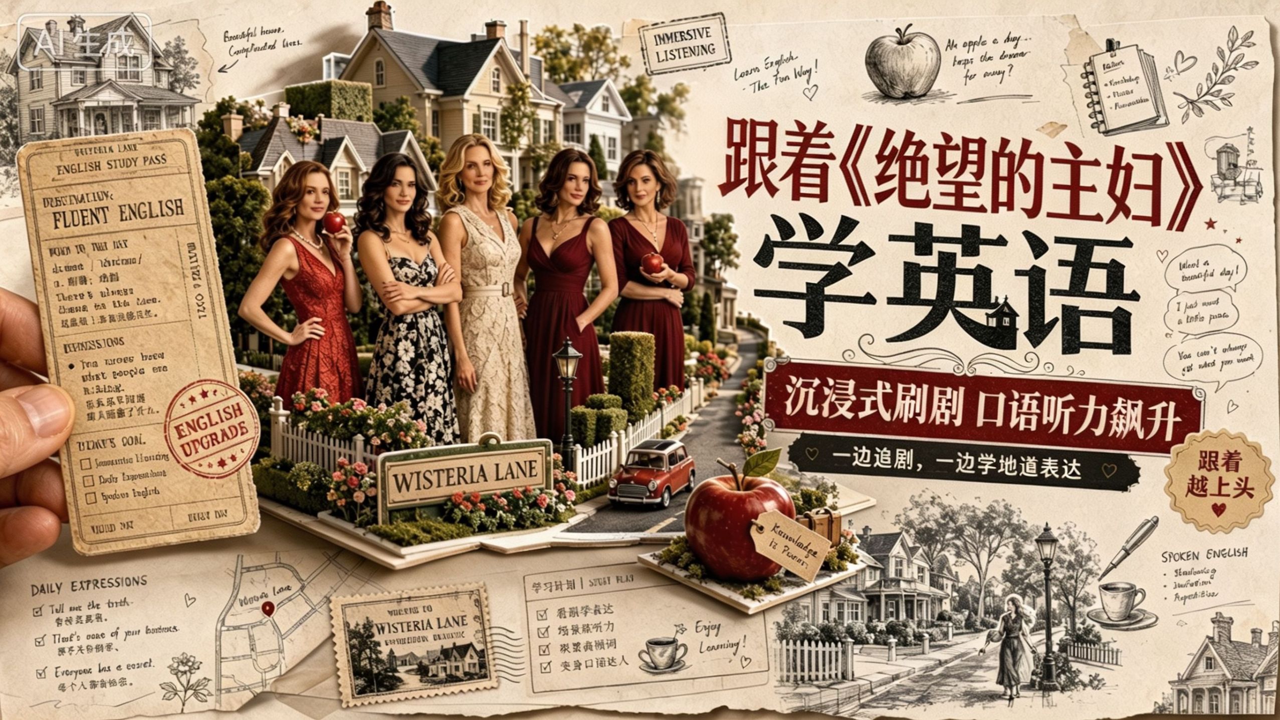 【171集《绝望的主妇》美剧精选】第一季全 | 词汇量暴涨8000，地道口语 | 影子跟读 | 学习笔记 | 视频 | 音频全套资料