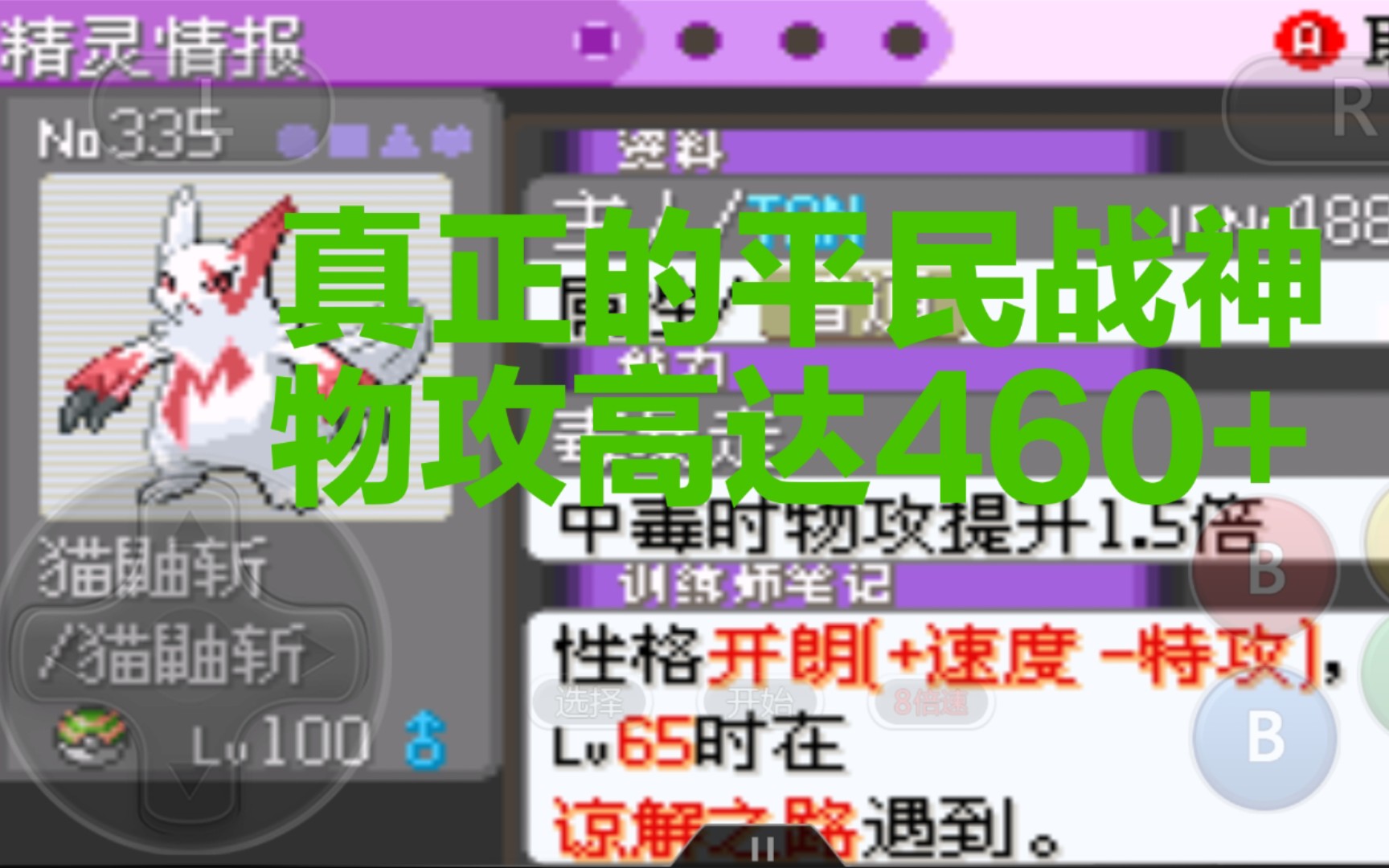 什么叫做平民战神啊！物攻高达460！如何培养一只暴力输出的猫鼬斩【口袋妖怪漆黑的魅影】